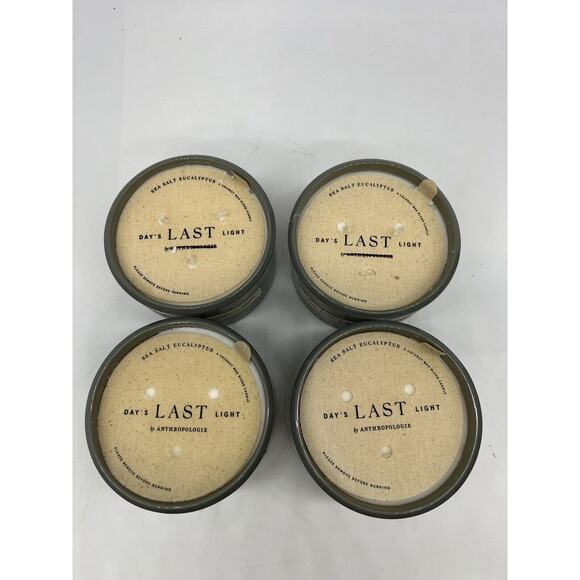 Anthropologie Last Day Light Glass Candle Sea Salt Eucalyptus Set of 4 - Picture 2 of 7